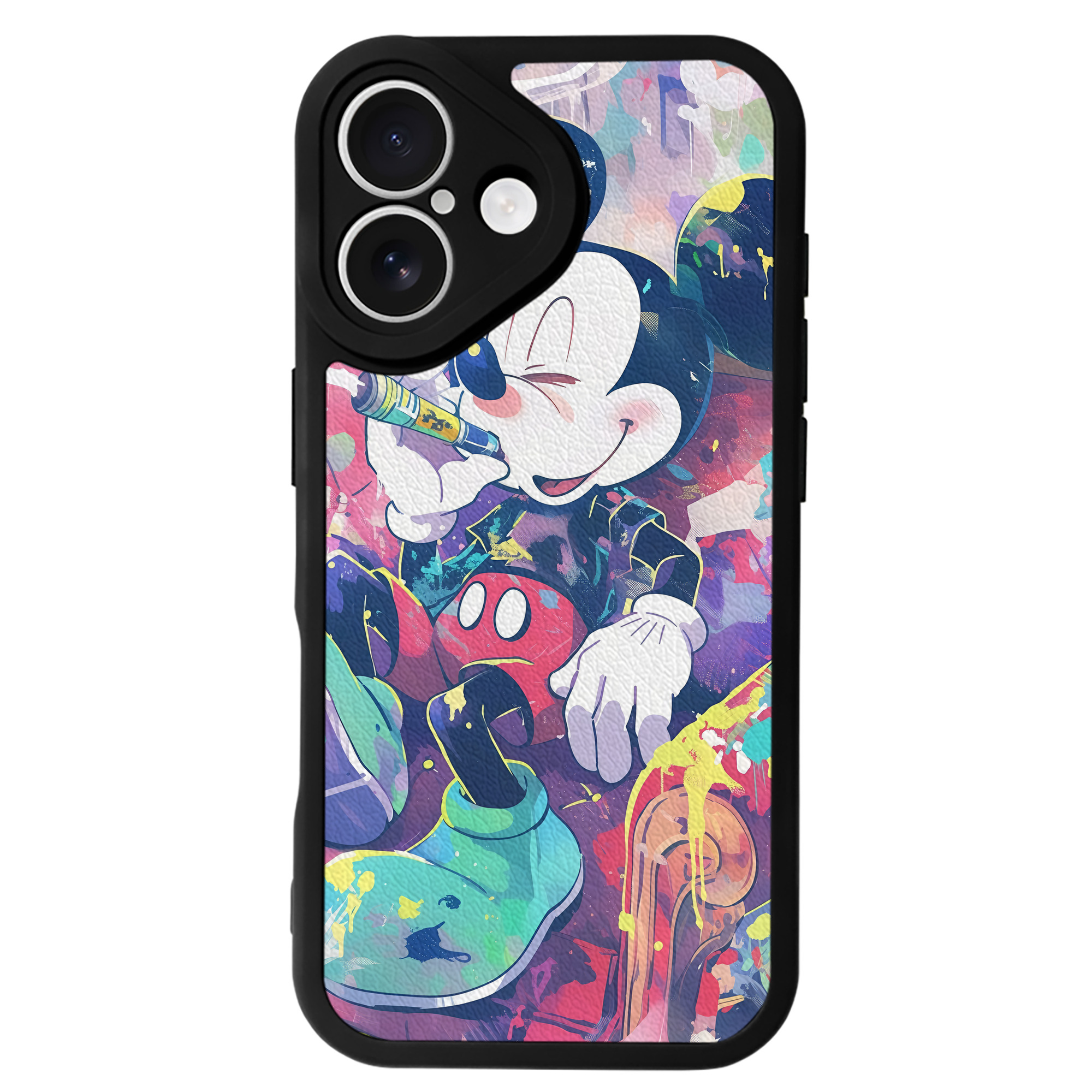 （画像用） ミッキーマウス Mickey Mouse 【iPhone 16シリーズ対応】シリコンスマホケース（レザー調） 材質：シリコン